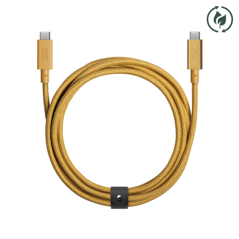 Native Union Belt Cable Pro 240W (USB-C to USB-C) The recycled 8-foot 240W USB-C to USB-C cable with bonded leather strap