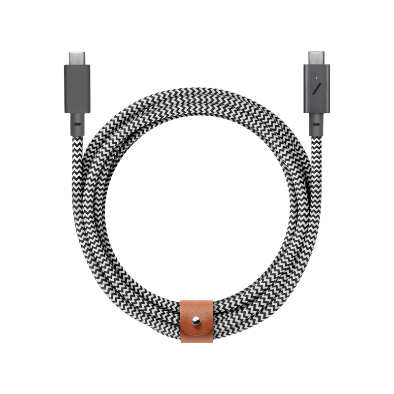 Native Union Belt Cable Pro 240W (USB-C to USB-C) The recycled 8-foot 240W USB-C to USB-C cable with bonded leather strap