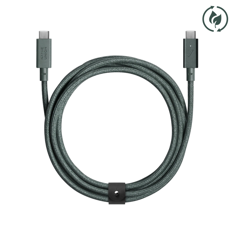 Native Union Belt Cable Pro 240W (USB-C to USB-C) The recycled 8-foot 240W USB-C to USB-C cable with bonded leather strap