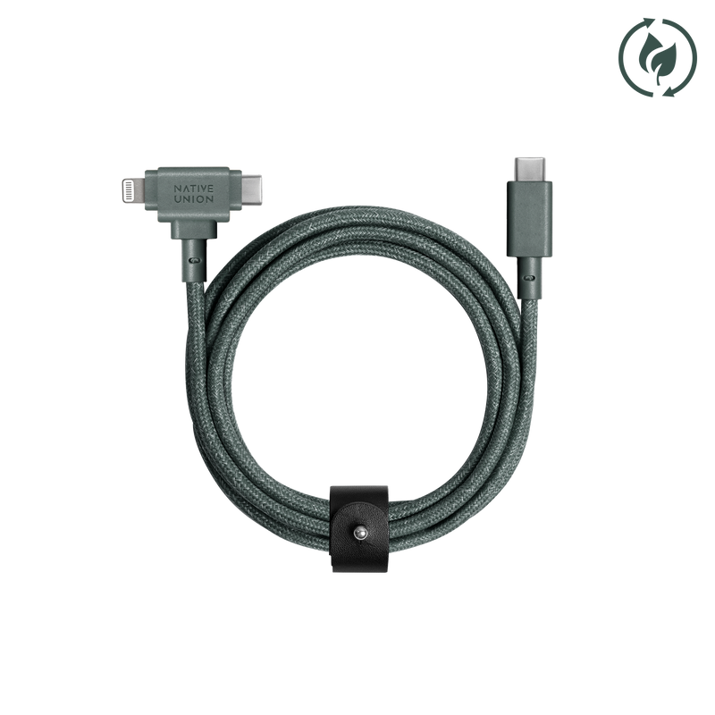 Native Union Belt Cable Duo (USB-C to USB-C & Lightning) The Impossible Cable Made Possible: The 2-In-1 Universal Cable