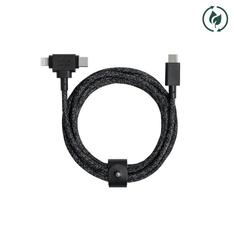 Native Union Belt Cable Duo (USB-C to USB-C & Lightning) The Impossible Cable Made Possible: The 2-In-1 Universal Cable