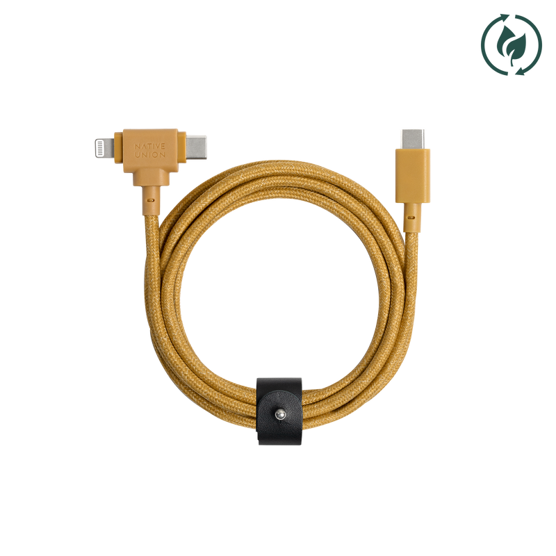 Native Union Belt Cable Duo (USB-C to USB-C & Lightning) The Impossible Cable Made Possible: The 2-In-1 Universal Cable