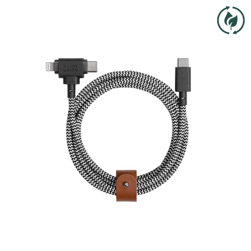 Native Union Belt Cable Duo (USB-C to USB-C & Lightning) The Impossible Cable Made Possible: The 2-In-1 Universal Cable