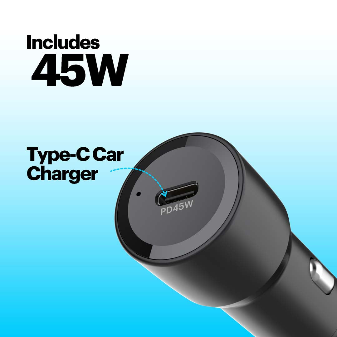 Stuffcool QMag Qi2.2 25W Magnetic Wireless Charging Car Mount with 45W Car Charger
