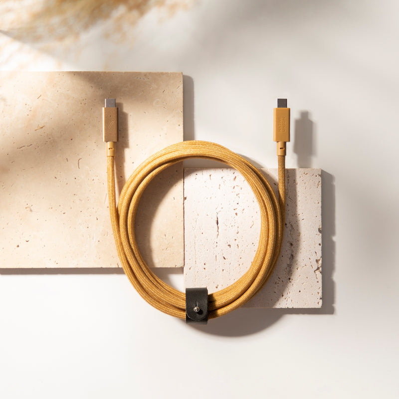 Native Union Belt Cable Pro 240W (USB-C to USB-C) The recycled 8-foot 240W USB-C to USB-C cable with bonded leather strap