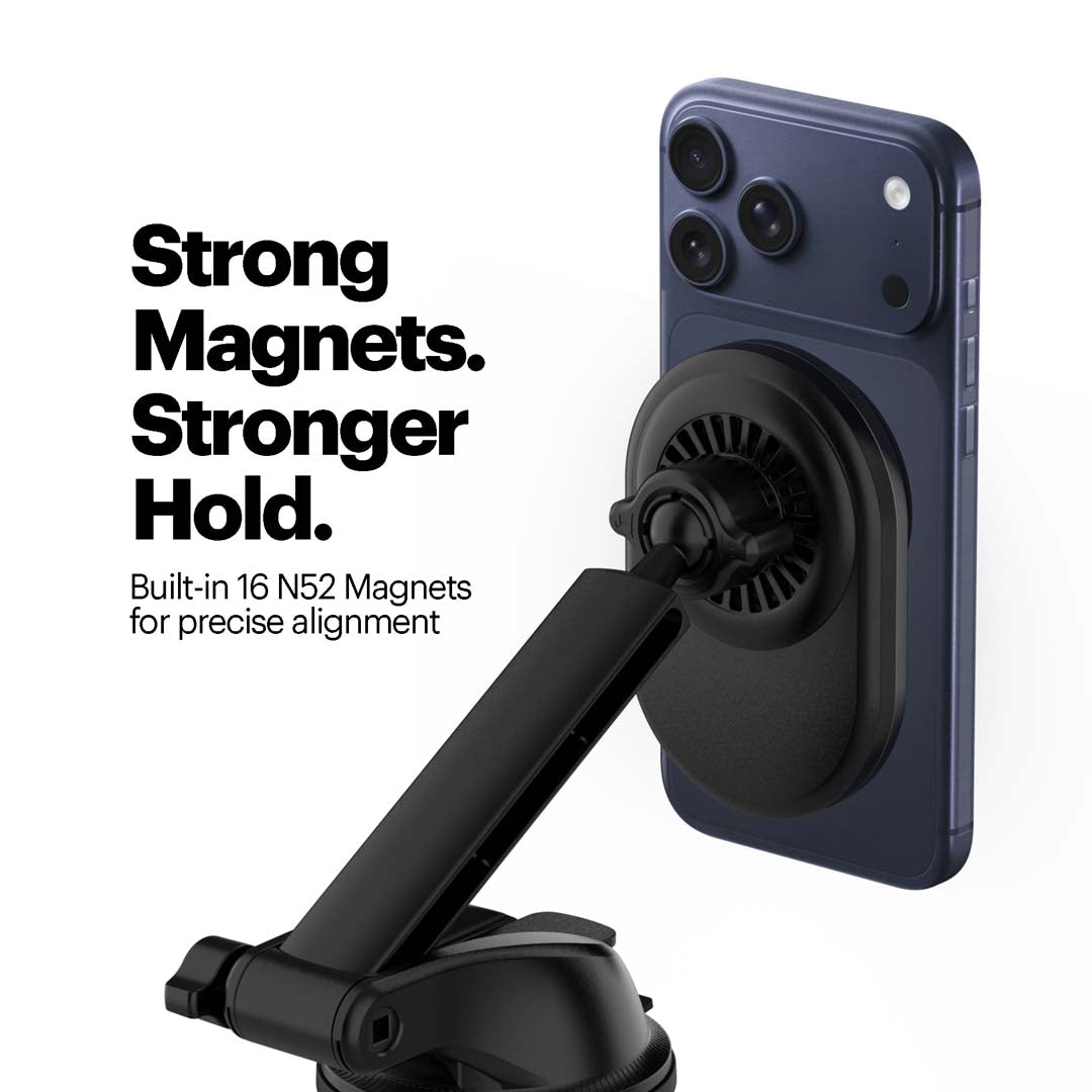 Stuffcool QMag Qi2.2 25W Magnetic Wireless Charging Car Mount with 45W Car Charger