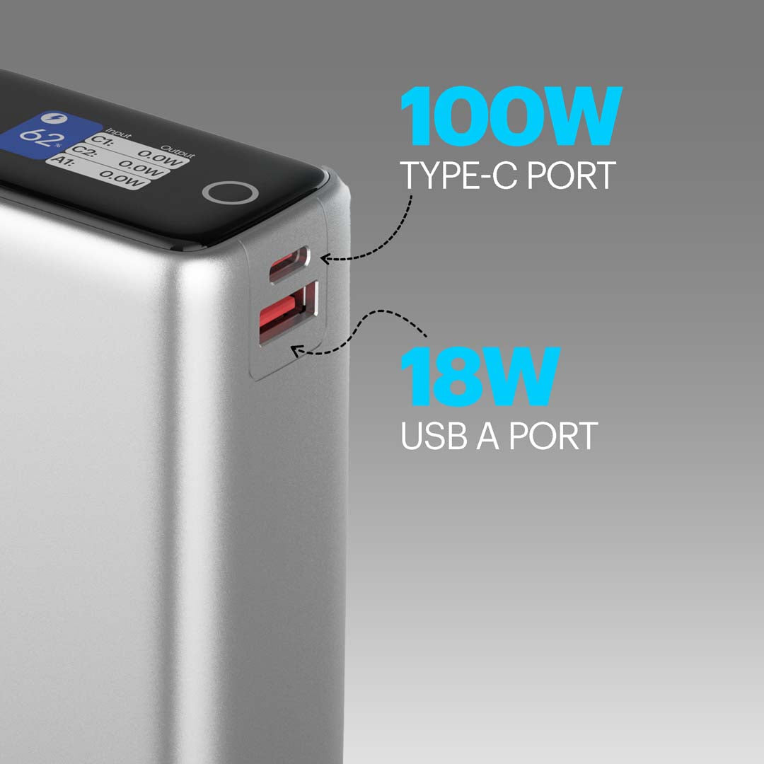 Giga Max smallest 25000mAh powerbank with 100W Built-in Type-C Cable