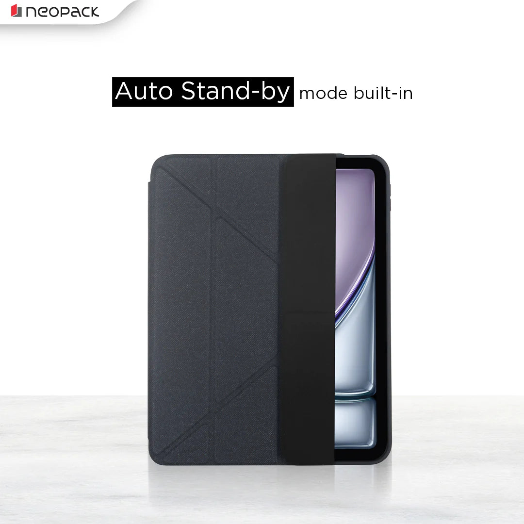 Neopack Zenith Y Fold Case With Pencil Holder For IPad Air 13", Fits: M2 & M3 Models / IPad Pro 12.9, Fits: 4th, 5th & 6th Gen. (Space Grey)