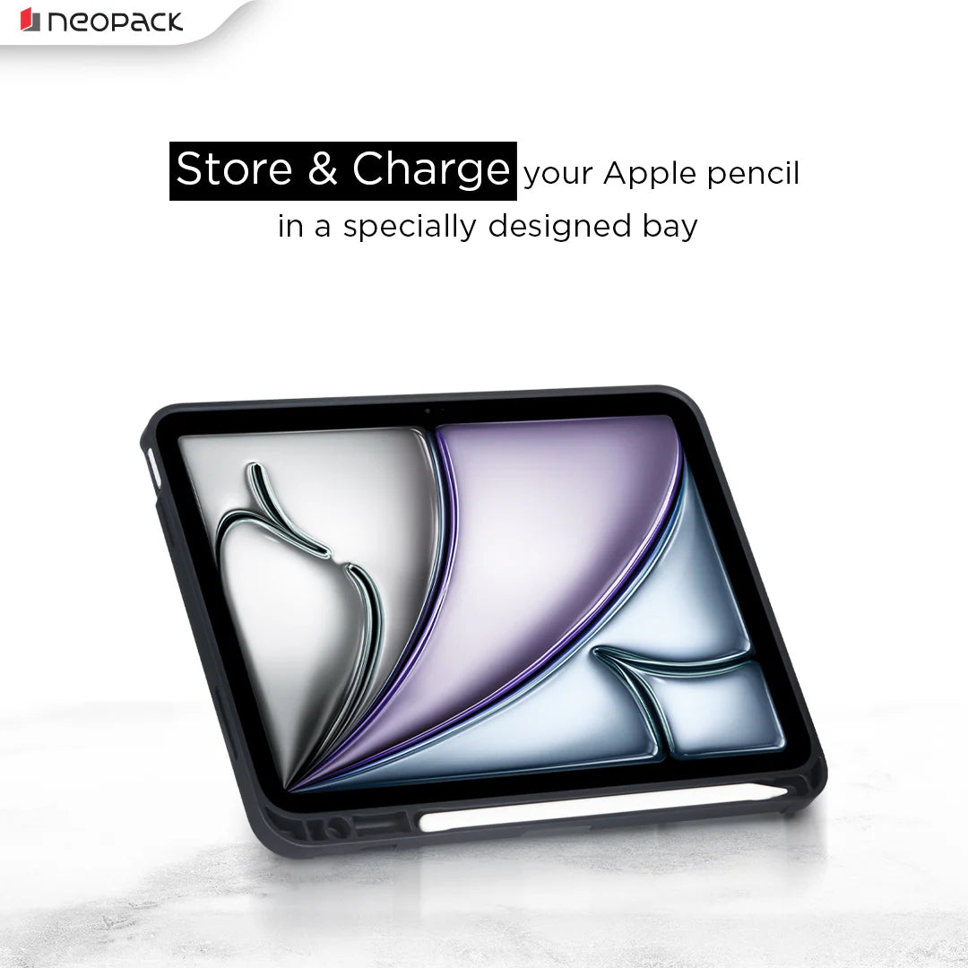 Neopack Zenith Y Fold Case With Pencil Holder For IPad Air 13", Fits: M2 & M3 Models / IPad Pro 12.9, Fits: 4th, 5th & 6th Gen. (Space Grey)