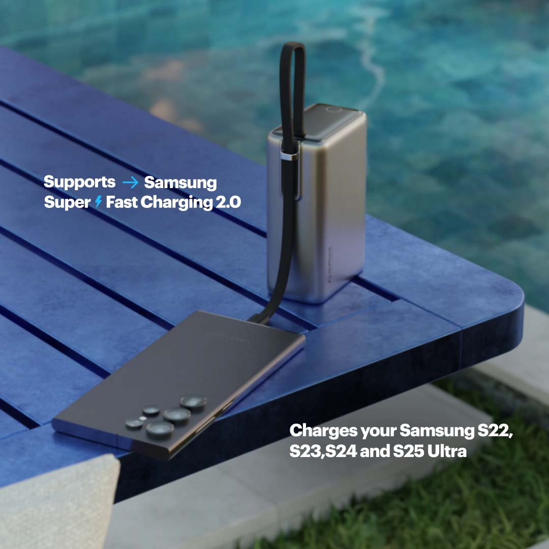 Giga Max smallest 25000mAh powerbank with 100W Built-in Type-C Cable