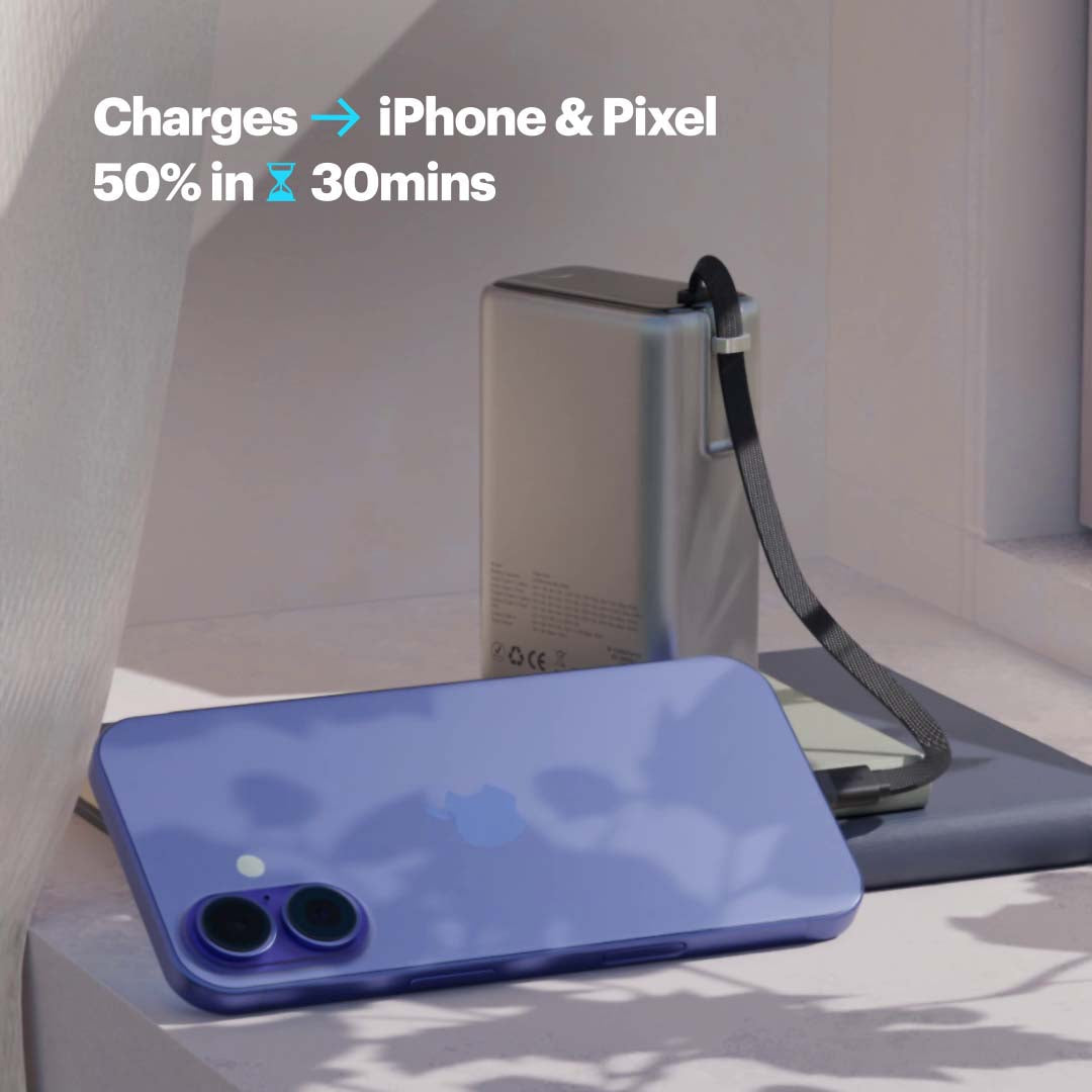 Giga Max smallest 25000mAh powerbank with 100W Built-in Type-C Cable