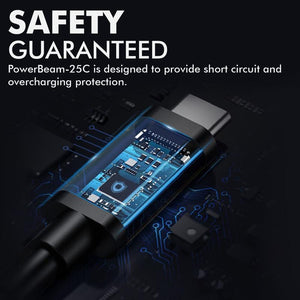 PowerBeam-25C Anti-Tangle High Tensile Strength USB-C Cable 25 Centimeter - Grab Your Gadget
