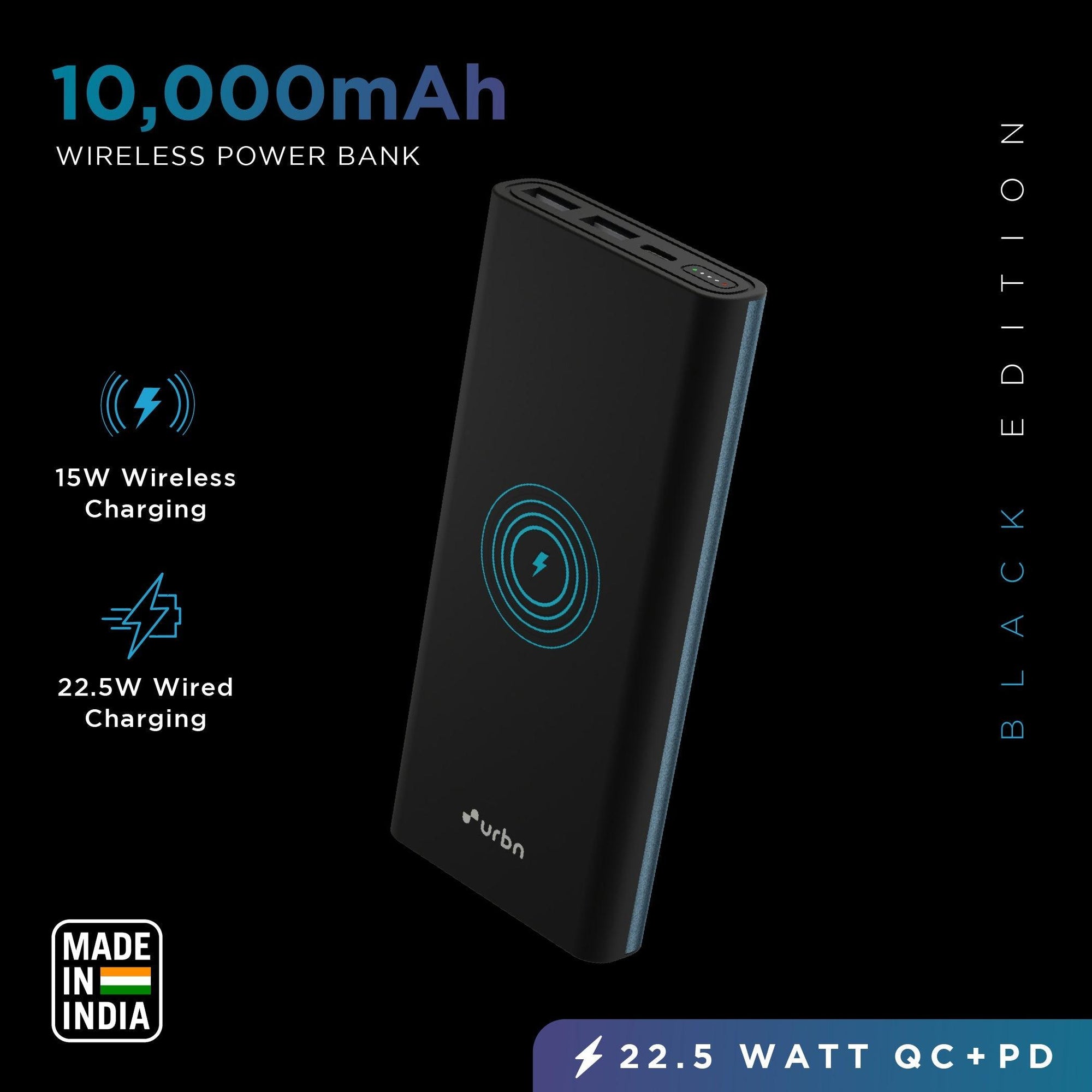 10,000 mAh Wireless Power Bank - Urbn - Grab Your Gadget